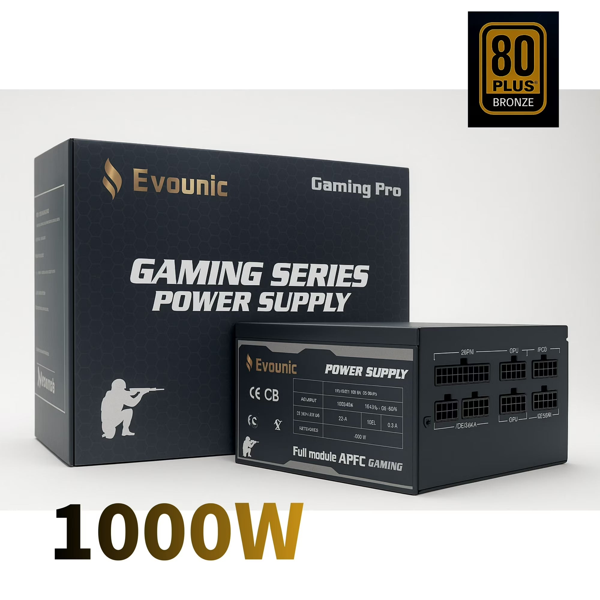 1000W 80 Plus Bronze Certified ATX Power Supply – Full Modular PSU with Active PFC, Dual/Quad Core Support, SLI/Crossfire, Haswell Ready – Gaming/Desktop PC Compatible (1000W Non-Modular)