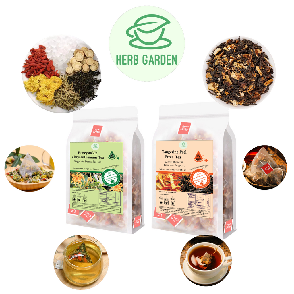 Loose Leaf Herbal Fruit Flower Tea - Honeysuckle Chrysanthemum Tea & Tangerine Peel Pu'er Tea - 100 teabags (14.1oz) -  Detox, Immune, Great Taste, 100% Natural Whole Material, No Gluten, Positive Energy, Stress Relief