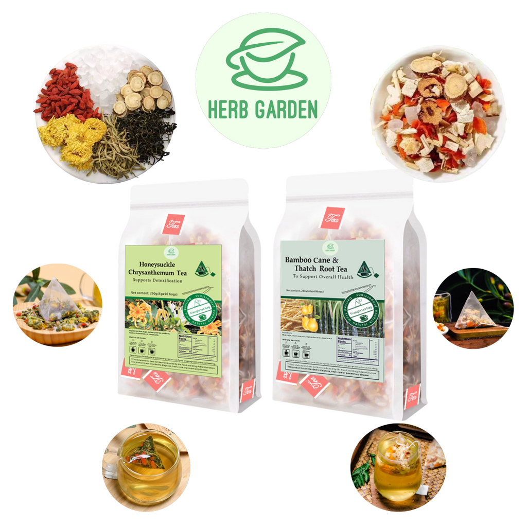 Loose Leaf Herbal Fruit Flower Tea - Honeysuckle Chrysanthemum Tea & Bamboo Cane & Thatch Root Tea - 75 teabags (17.6oz) -  Detox, Great Taste, 100% Natural Whole Material, No Gluten, Positive Energy, Stress Relief
