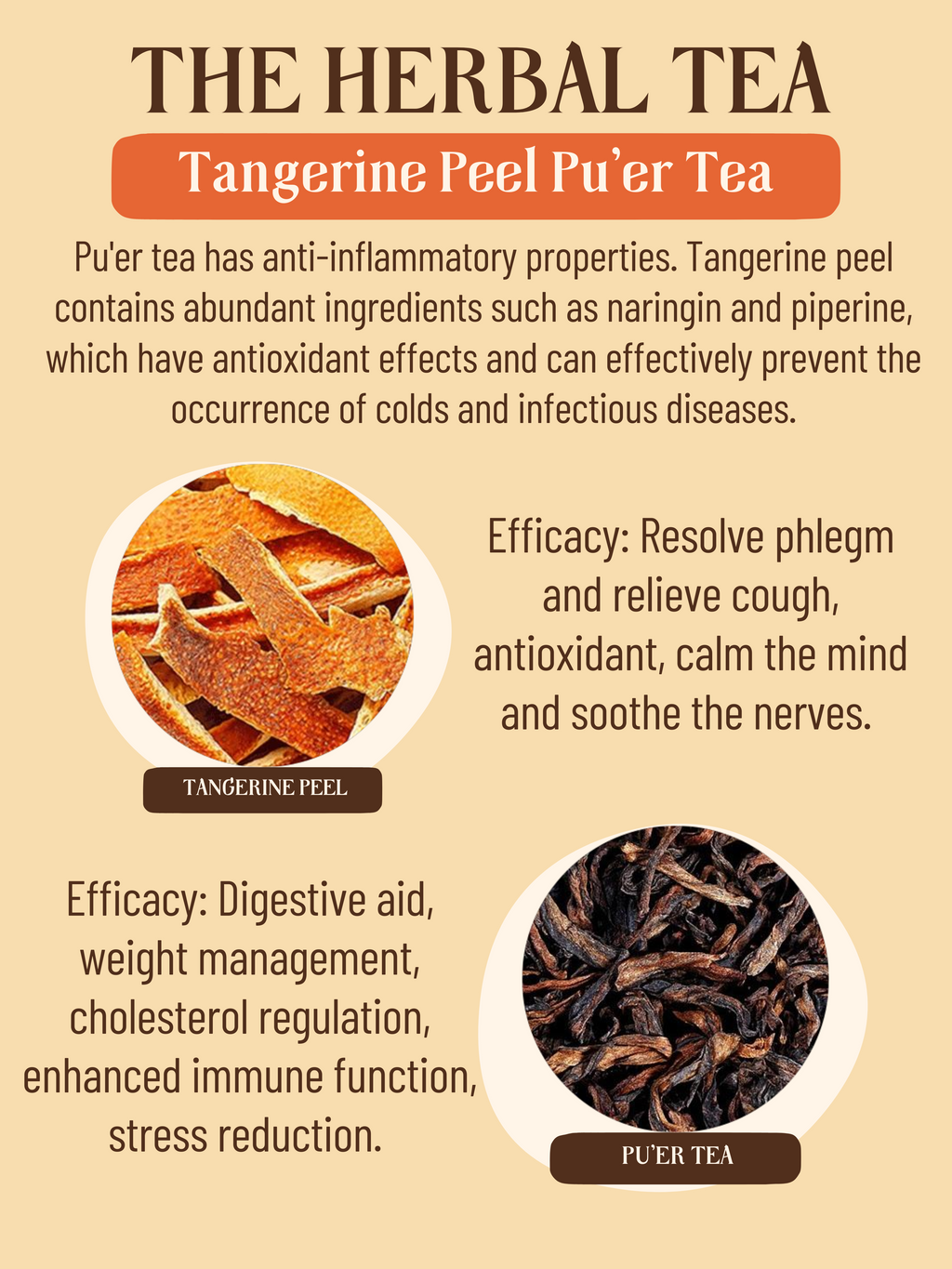 Goddess Herbal Tea Beverage - Natural Material Tangerine Peel Puer Tea 250g (5g x 50 bags)