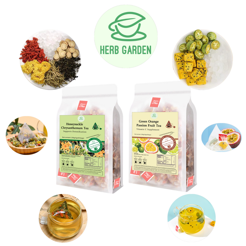 Loose Leaf Herbal Fruit Flower Tea - Honeysuckle Chrysanthemum Tea &Green Orange Passion Fruit Tea - 75 teabags (17.6oz) - Detox, Vitamin C, Great Taste, 100% Natural Whole Material, No Gluten, Positive Energy, Stress Relief