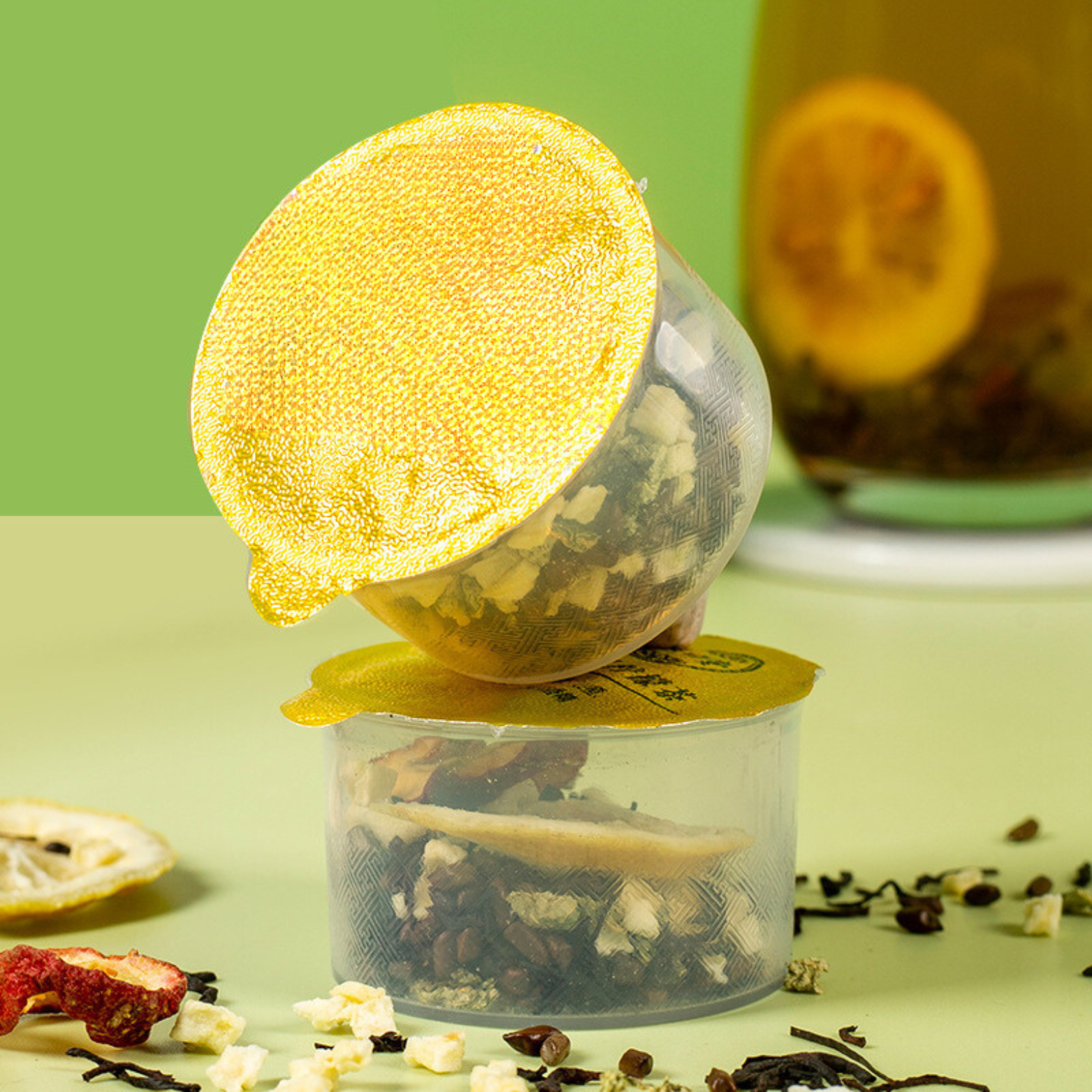 Bebida de material natural de té de hierbas - Té afrutado de manzana y limón 277 g (18,5 g x 15 latas)