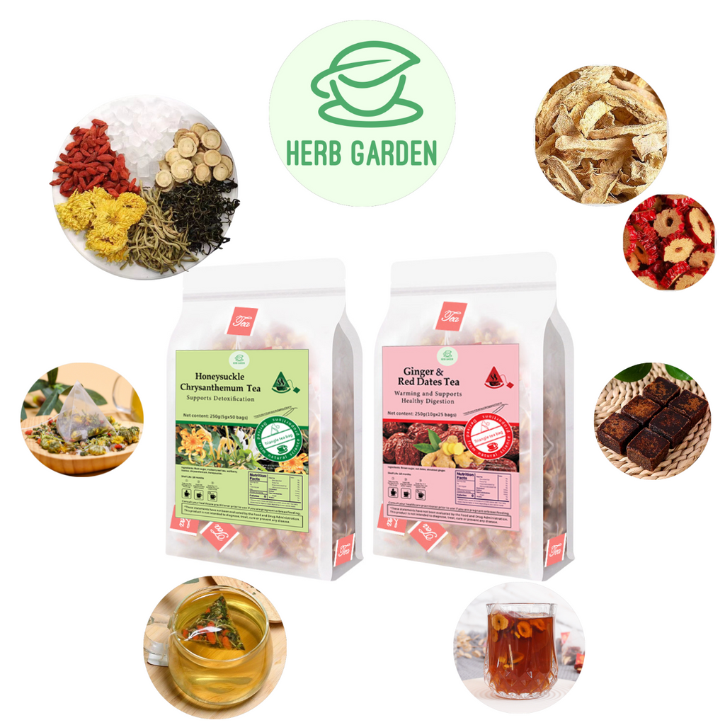 Loose Leaf Herbal Fruit Flower Tea - Honeysuckle Chrysanthemum Tea & Ginger & Red Dates Tea - 75 teabags (17.6oz) - Skin Detox, Menstrual, Great Taste, 100% Natural Whole Material, No Gluten, Positive Energy, Stress Relief