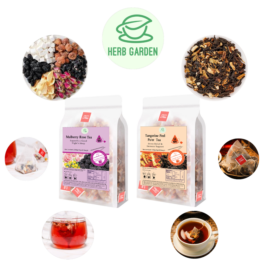 Loose Leaf Herbal Fruit Flower Tea - Mulberry Rose Tea & Tangerine Peel Pu’er Tea - 75 teabags (14.1oz) - Vitamin C, Good Night’s Sleep, Immune, Caffeinated, Great Taste, 100% Natural Whole Material, No Gluten, Positive Energy, Stress Relief