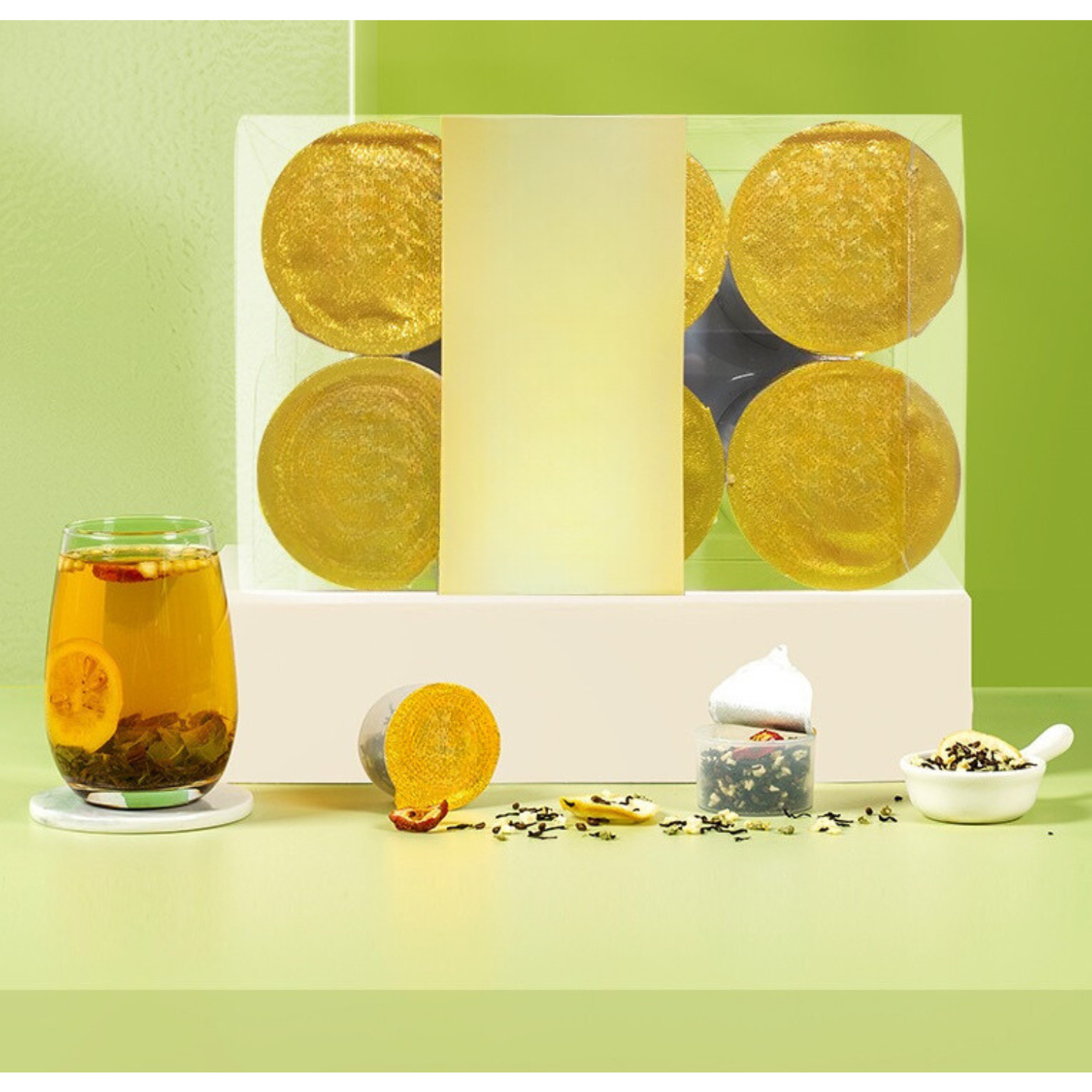 Bebida de material natural de té de hierbas - Té afrutado de manzana y limón 277 g (18,5 g x 15 latas)