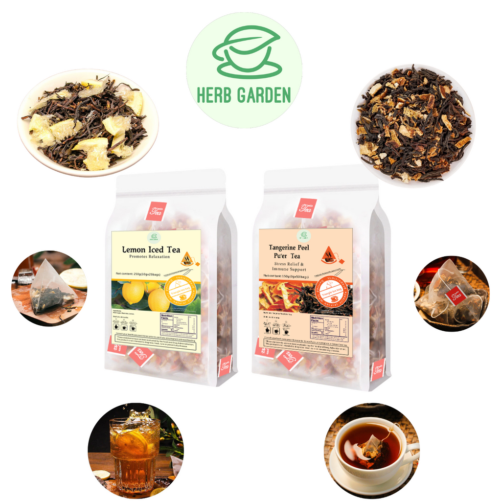 Loose Leaf Herbal Fruit Flower Tea - Lemon Iced Tea & Tangerine Peel Pu’er Tea - 75 teabags (14.1oz) - Black Tea, Caffeinated, Vitamin C, Immune, Great Taste, 100% Natural Whole Material, No Gluten, Positive Energy, Stress Relief