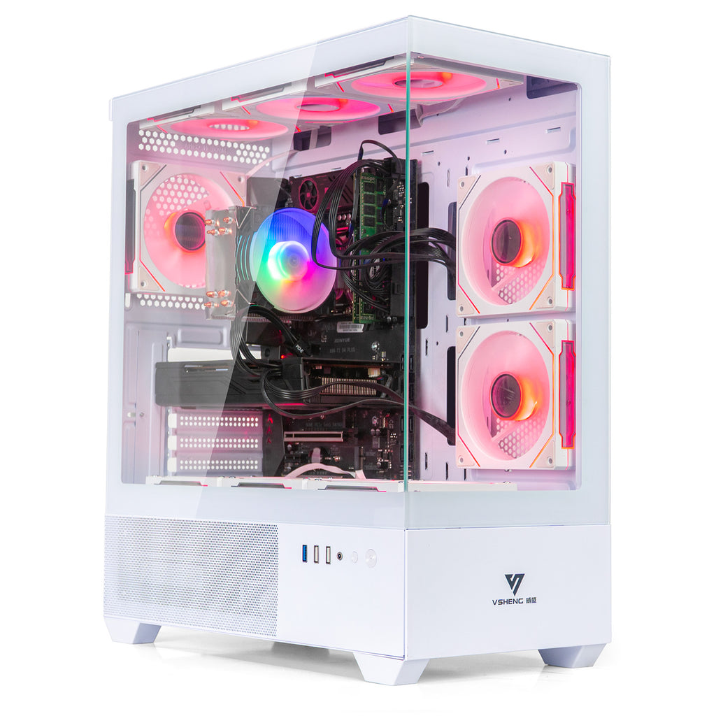 EVOUNIC Gaming PC Desktop Computer – Ryzen 7 5700X up to 4.6GHz (8 Cores / 16 Threads), RTX 3060 Ti, 32GB DDR4 RAM, 1TB SSD, Wi-Fi 6 & Bluetooth 5.4, 9× ARGB Fans, Air Cooler, 650W PSU, Win11 Pro