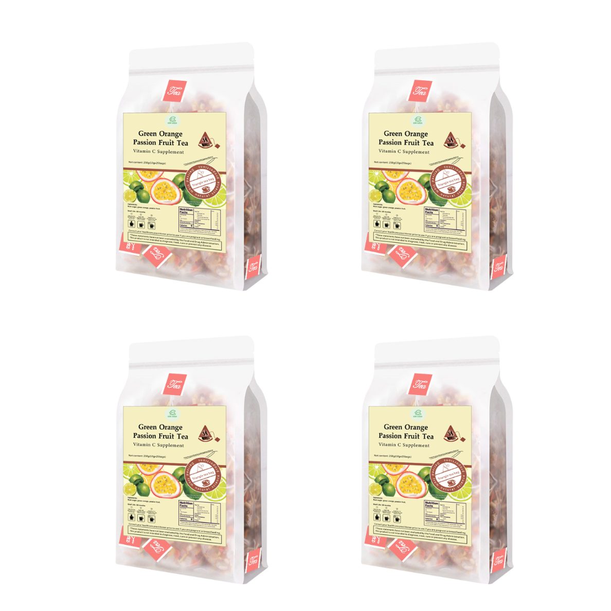 Goddess Herbal Tea Beverage - Natural Material Green Orange Passion Fruit Tea 250g (10g x 25 bags)