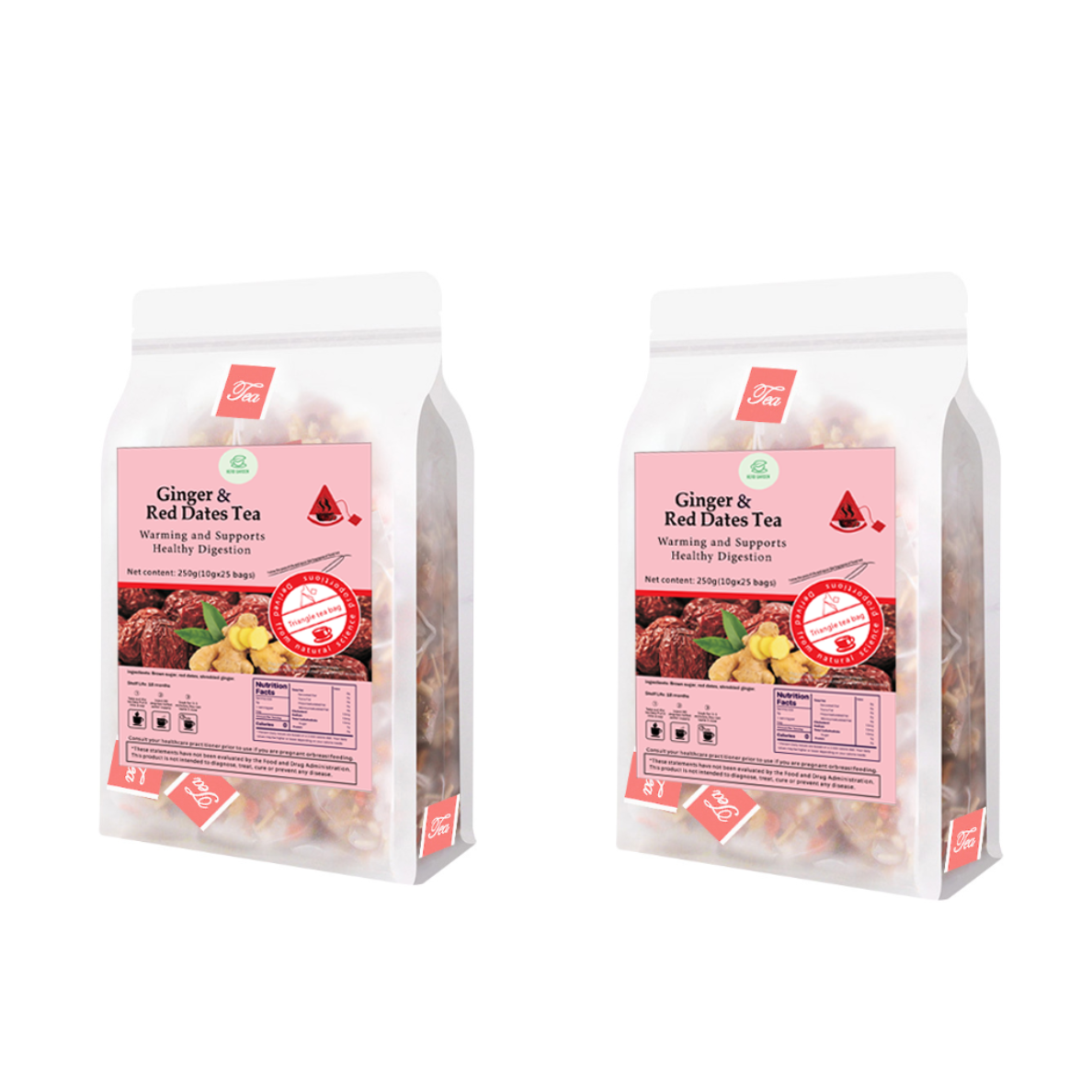 Goddess Herbal Tea Beverage - Natural Material Ginger & Red Dates Tea 250g (10g x 25 bags)