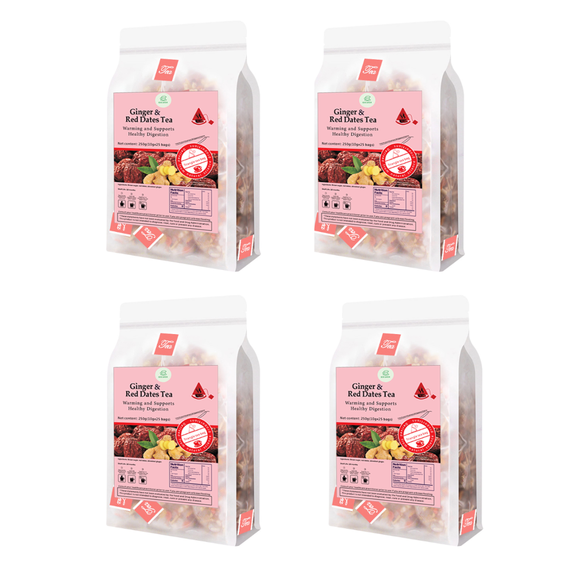 Goddess Herbal Tea Beverage - Natural Material Ginger & Red Dates Tea 250g (10g x 25 bags)