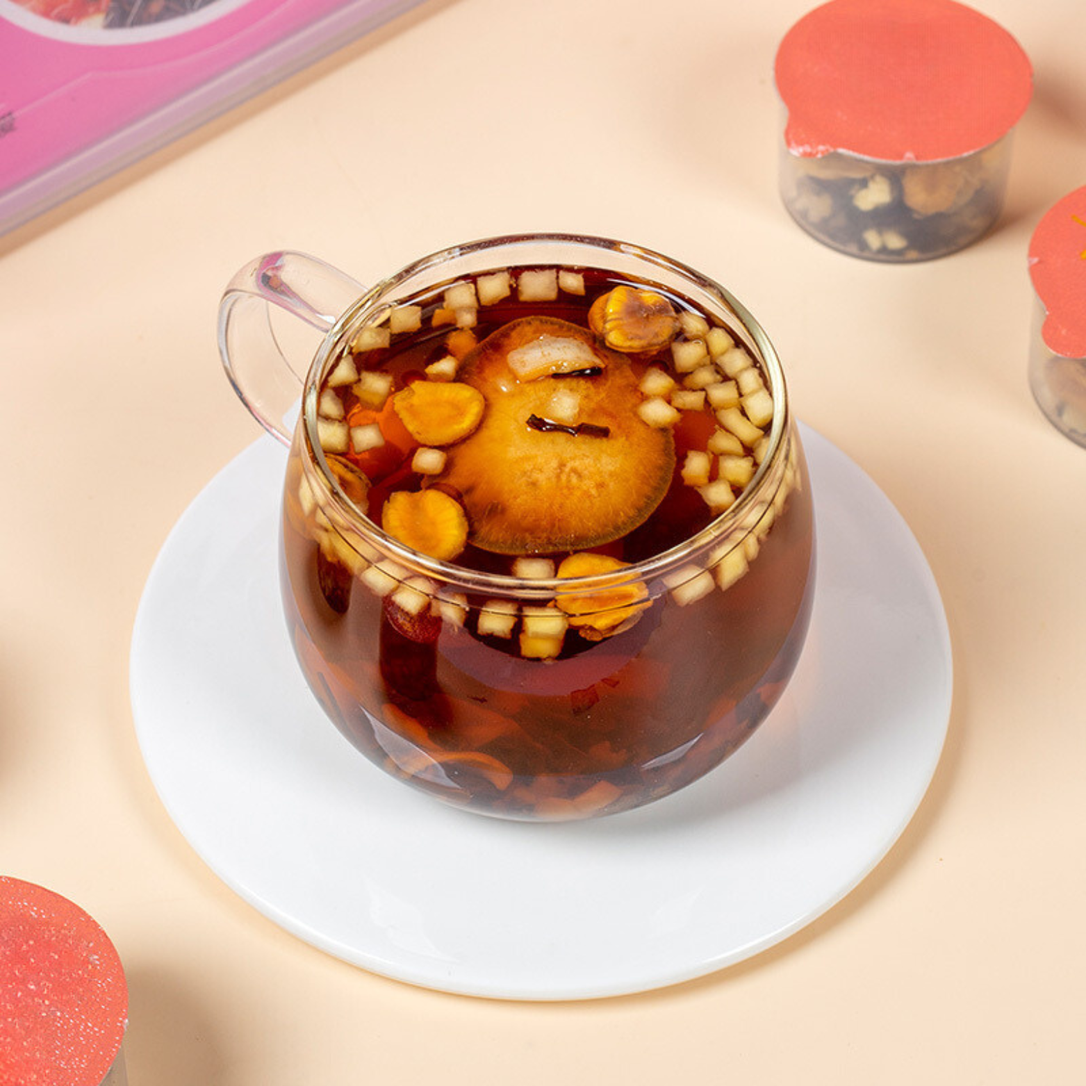 Bebida de material natural de té de hierbas - Té negro de melocotón y miel 180 g (12 g x 15 latas) 