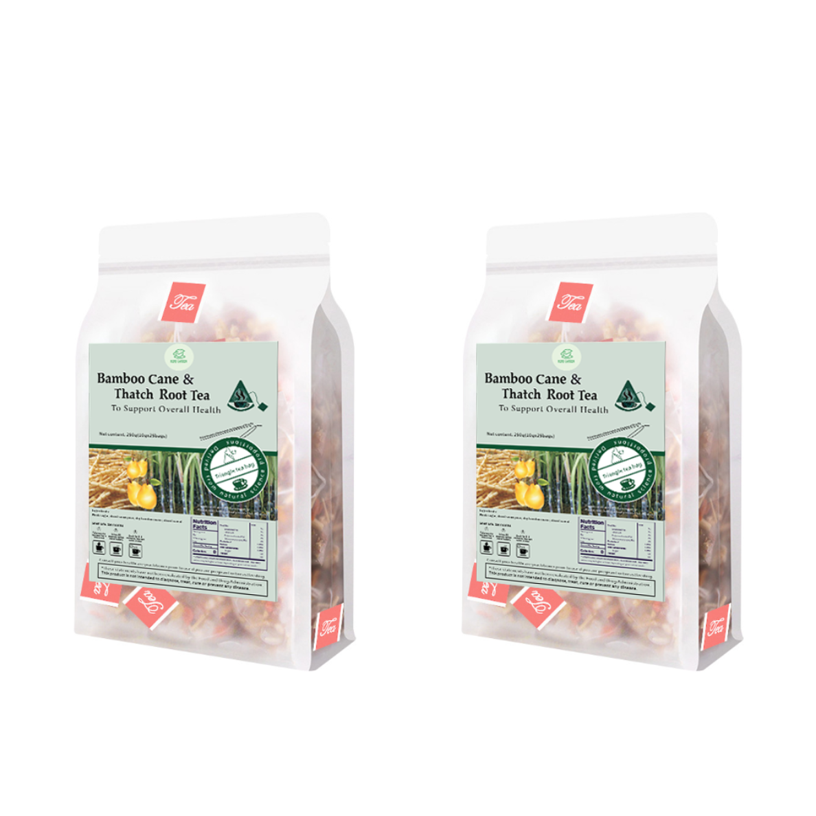 Té de hierbas con regalo gratuito, 9 muestras, bebida natural, té de caña de bambú y raíz de paja, 250 g (10 g x 25 bolsas)