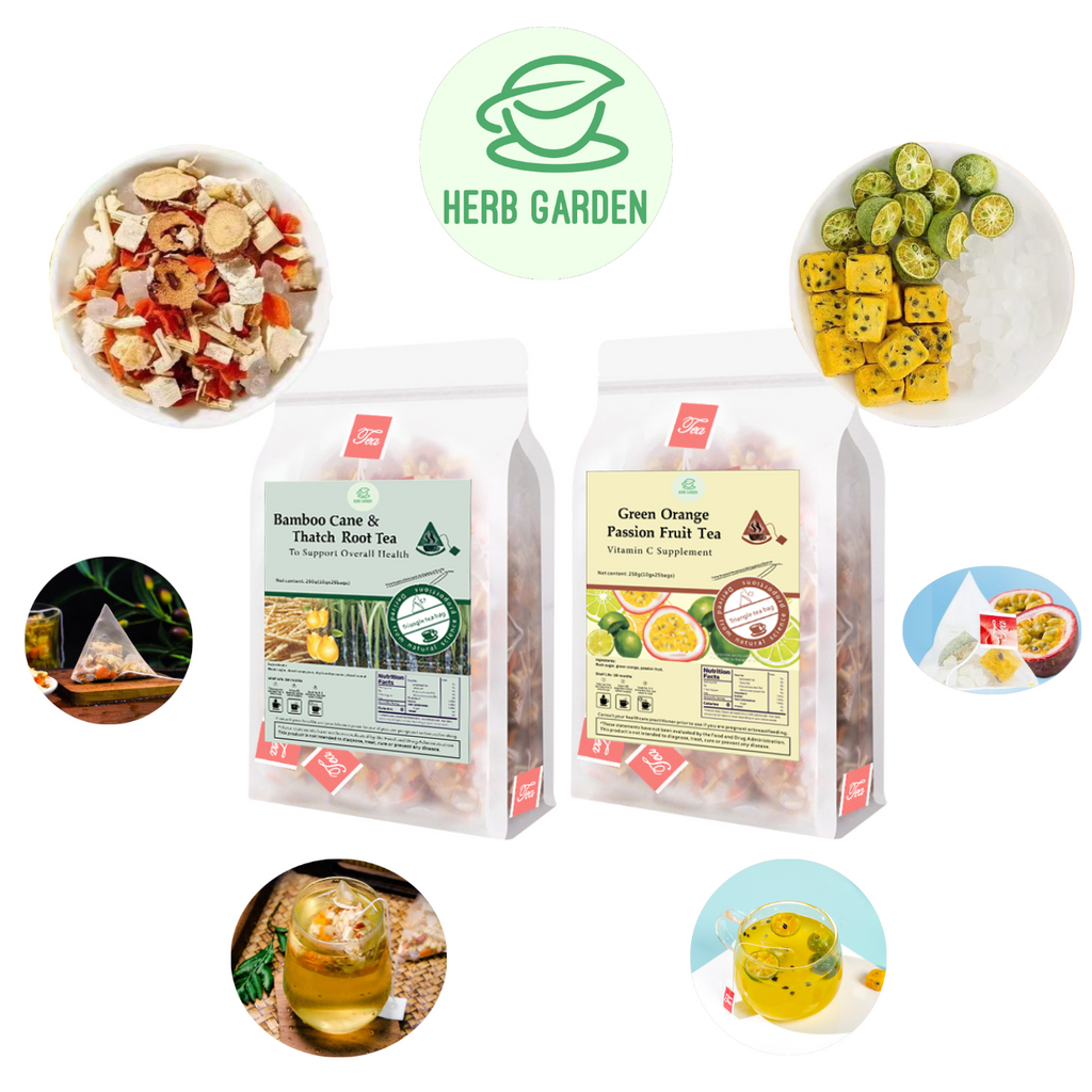 Loose Leaf Fruit Tea - Bamboo Cane & Thatch Root Tea & Green Orange Passion Fruit Tea - 50 teabags (17.6oz) - Vitamin C, Great Taste, 100% Natural Whole Material, No Gluten, Positive Energy, Stress Relief (Copy)