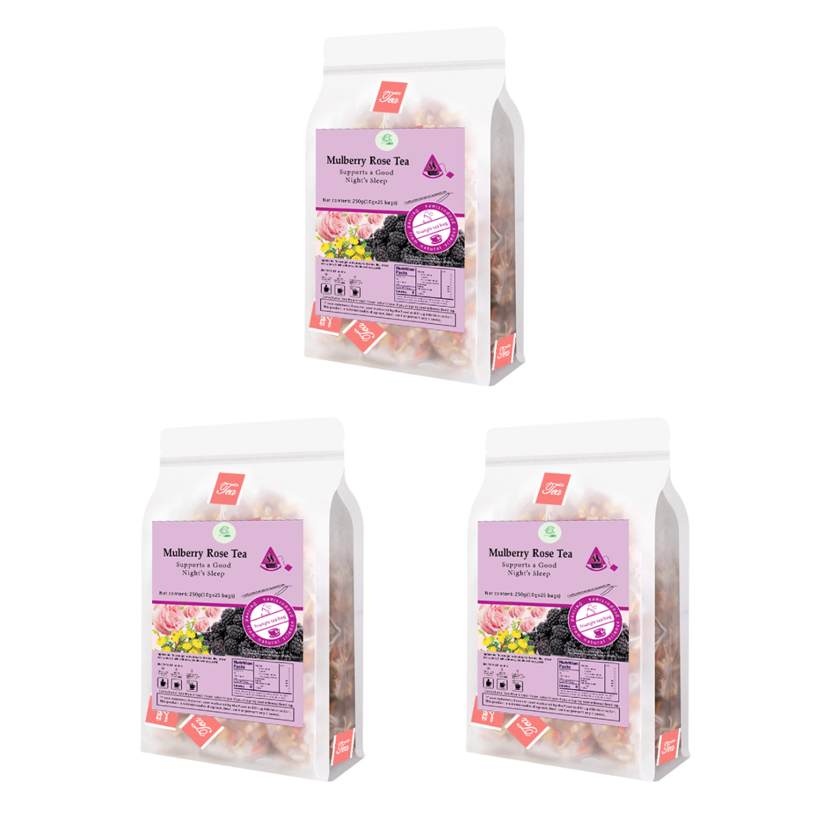 Goddess Herbal Tea Beverage - Natural Material Mulberry Rose Tea 250g (10g x 25 bags)