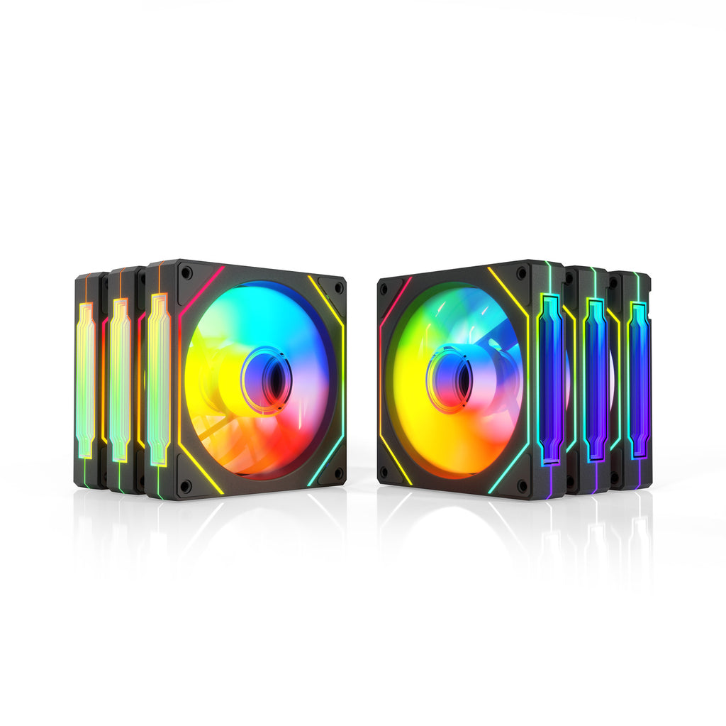 Evounic 120mm RGB/ARGB Case Fan Kit with Remote Control and 6-Port Controller Hub, Quiet Cooling 6-Pack PC Fans for Gaming Desktop Computers