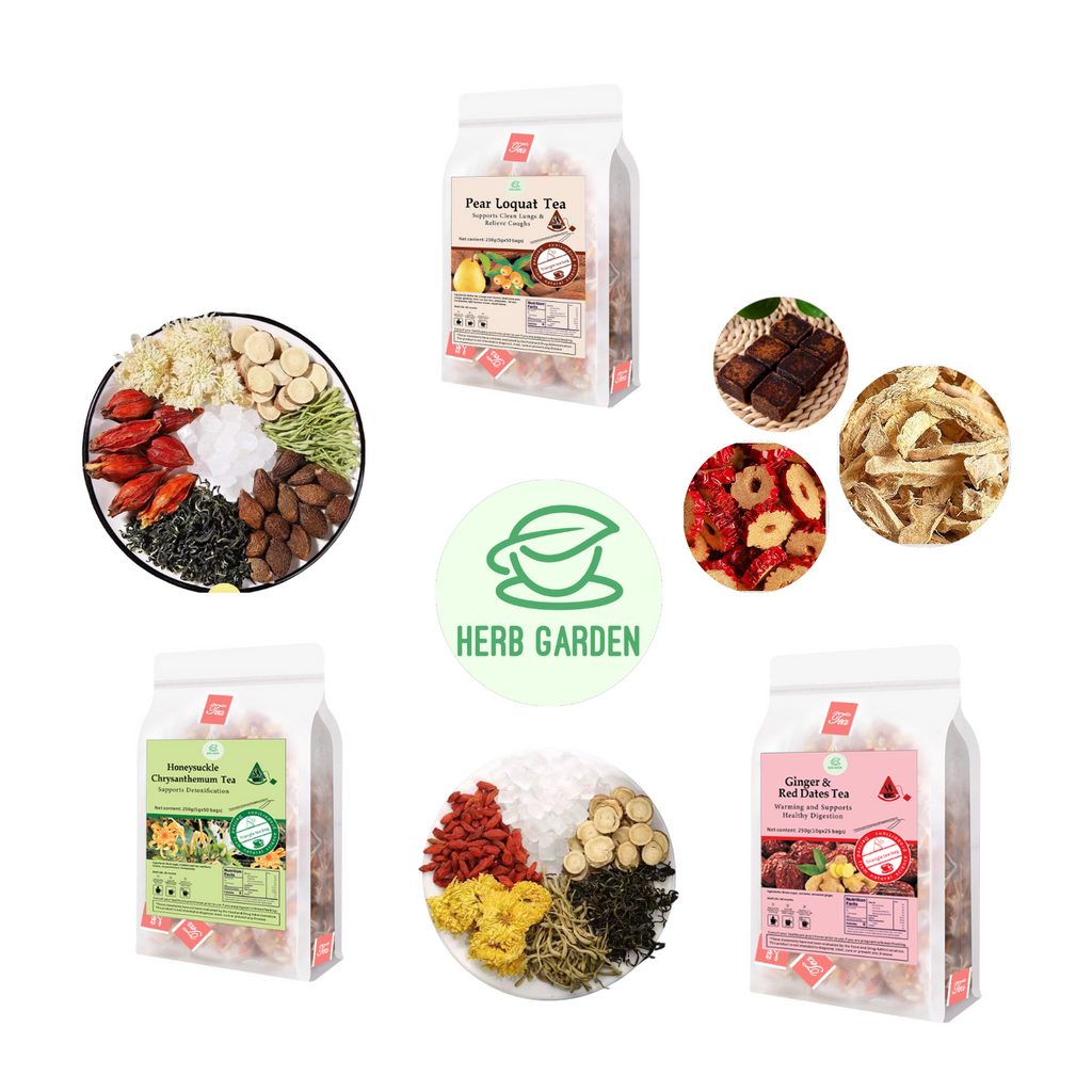 Loose Leaf Herbal Fruit Flower Tea Beverage - Pear Loquat Tea & Honeysuckle Chrysanthemum Tea & Ginger & Red Dates Tea - 125 teabags (26.4oz) -  Skin Detox, Menstrual, Detox, Soothes Throat, Clean Lungs, Coughs, Vitamin C, 100% Natural Material