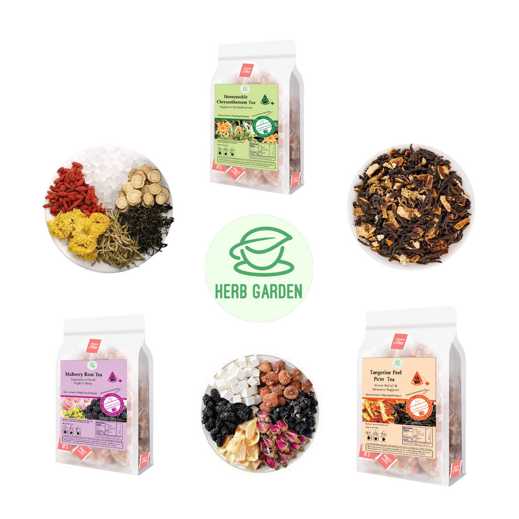 Loose Leaf Herbal Fruit Flower Tea Beverage - Honeysuckle Chrysanthemum Tea & Mulberry Rose Tea & Tangerine Peel Pu’er Tea - 125 teabags (22.9oz) -  Black Tea, Detox, Vitamin C, Good Night’s Sleep, 100% Natural Whole Material, Stress Relief