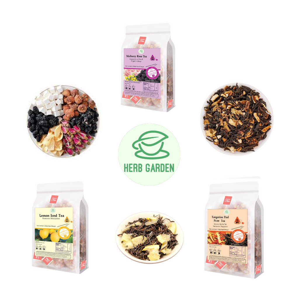 Loose Leaf Herbal Fruit Flower Tea Beverage - Mulberry Rose Tea & Lemon Iced Tea & Tangerine Peel Pu’er Tea - 100 teabags (22.9oz) -  Immune, Black Tea, Vitamin C, Good Night’s Sleep, 100% Natural Whole Material, Stress Relief