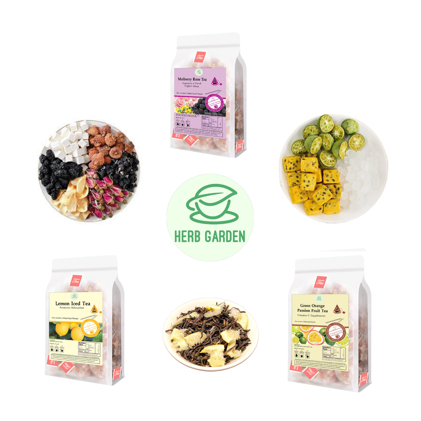 Loose Leaf Herbal Fruit Flower Tea Beverage - Mulberry Rose Tea & Lemon Iced Tea & Green Orange Passion Fruit Tea - 75 teabags (26.4oz) -  Black Tea, Vitamin C, Good Night’s Sleep, 100% Natural Whole Material, Stress Relief