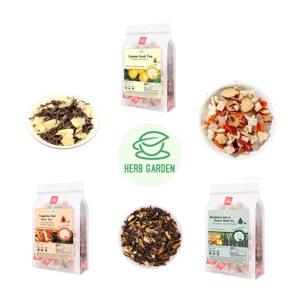 Loose Leaf Herbal Fruit Flower Tea Beverage - Lemon Iced Tea & Tangerine Peel Pu’er Tea & Bamboo Cane & Thatch Root Tea - 100 teabags (22.9oz) -  Immune, Black Tea, Vitamin C, Good Night’s Sleep, 100% Natural Whole Material, Stress Relief