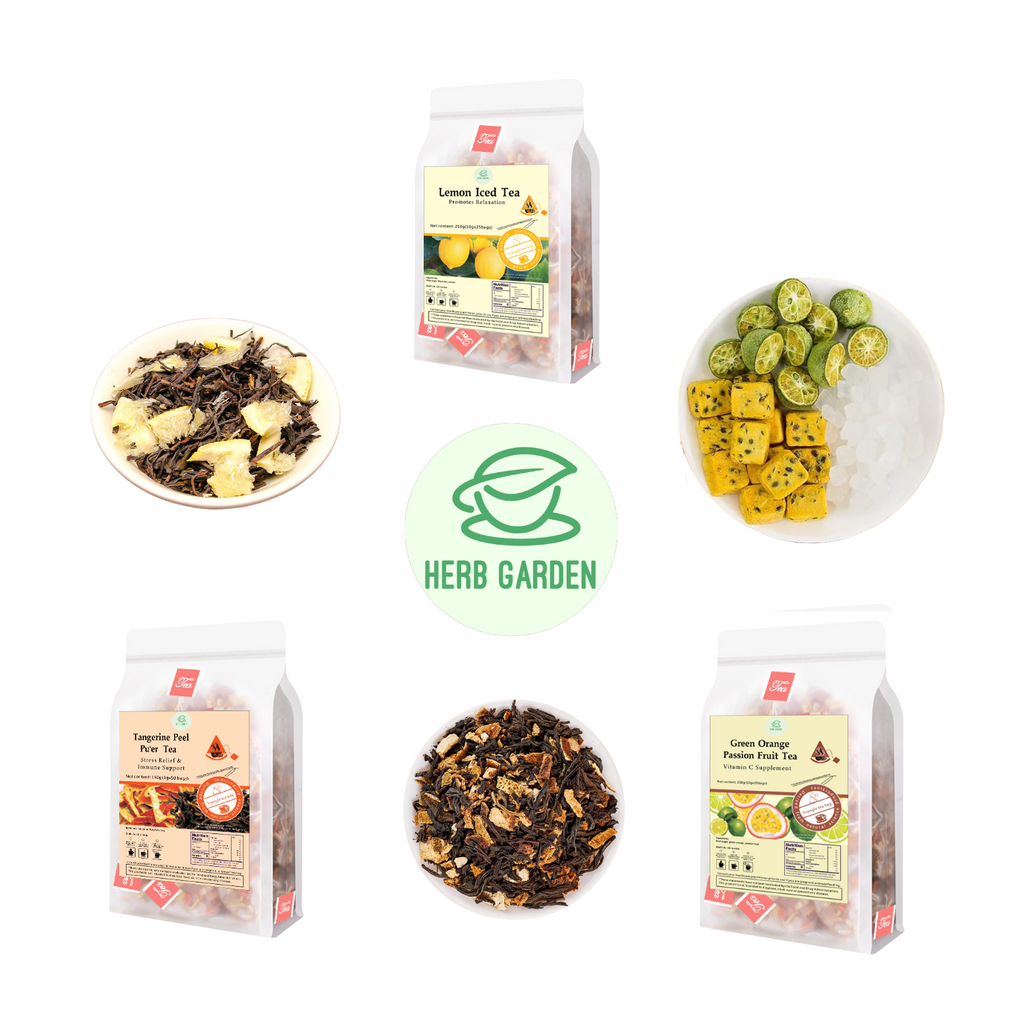 Loose Leaf Herbal Fruit Flower Tea Beverage - Lemon Iced Tea & Tangerine Peel Pu’er Tea & Green Orange Passion Fruit Tea - 100 teabags (22.9oz) -  Immune, Black Tea, Vitamin C, Good Night’s Sleep, 100% Natural Whole Material, Stress Relief