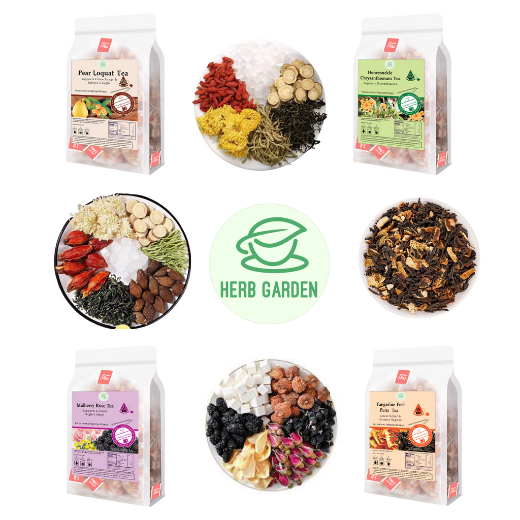 Loose Leaf Herbal Fruit Flower Tea Beverage - Pear Loquat Tea & Honeysuckle Chrysanthemum Tea & Mulberry Rose Tea & Tangerine Peel Pu’er Tea - 150 teabags (31.7oz) -  Immune, Detox, Throat Comfort, Vitamin C, Good Sleep, 100% Natural Whole Material