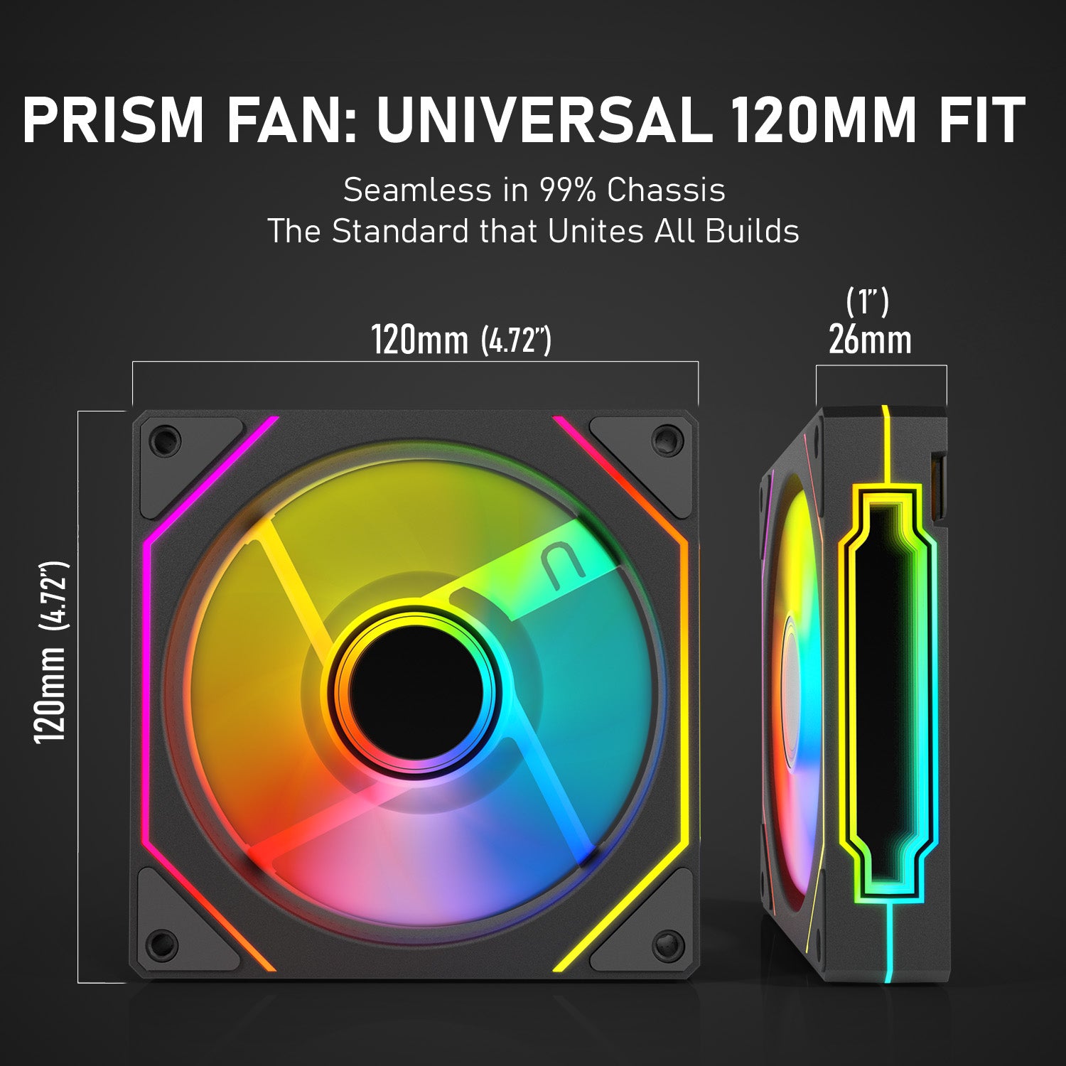 Evounic 120mm RGB/ARGB Case Fan Kit with Remote Control and 6-Port Controller Hub, Quiet Cooling 6-Pack PC Fans for Gaming Desktop Computers