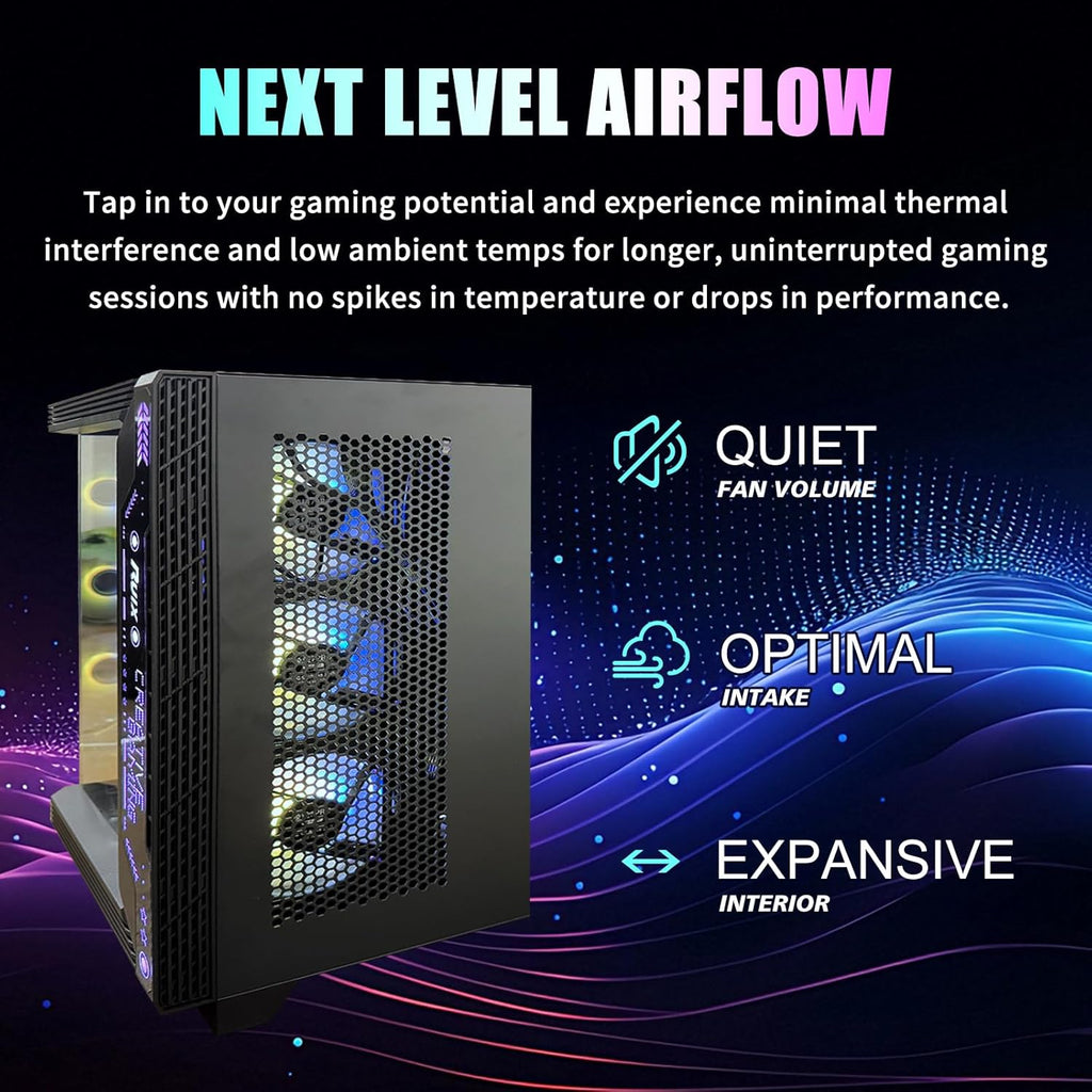 Custom Gaming PC Desktop Computer – Xeon E5-2699 V3 18-Core, RTX 5060 8GB, 64GB DDR4 RAM, 1TB SSD + 4TB HDD, Wi-Fi 6 & BT 5.4, 10× ARGB Cooling Fans, 650W PSU, Win11P, Gaming Tower for Gamers