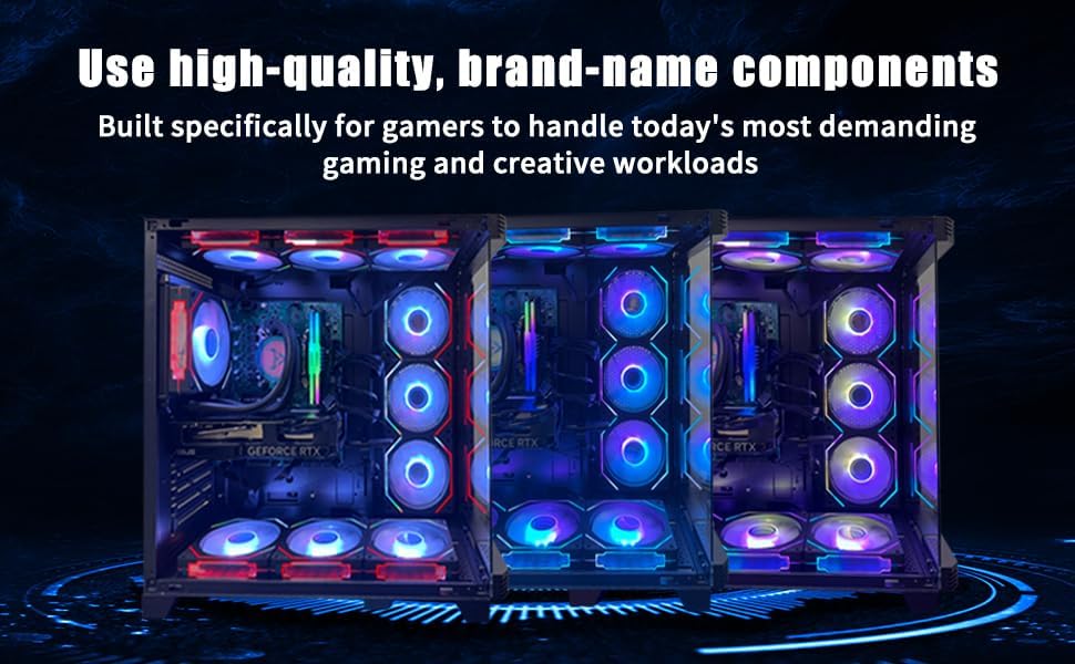 Custom Gaming PC Desktop Computer – Xeon E5-2699 V3 18-Core, RTX 5060 8GB, 64GB DDR4 RAM, 1TB SSD + 4TB HDD, Wi-Fi 6 & BT 5.4, 10× ARGB Cooling Fans, 650W PSU, Win11P, Gaming Tower for Gamers