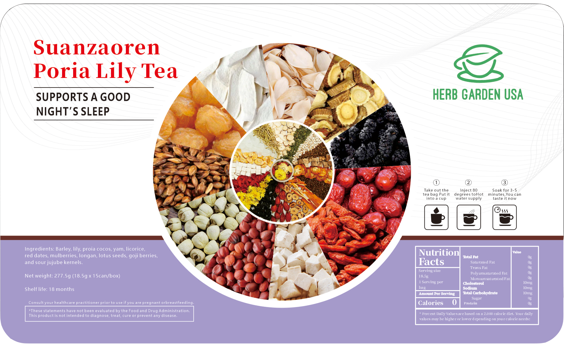 Suanzaoren Té Lirio Poria 277g (18,5gx 15 latas) 
