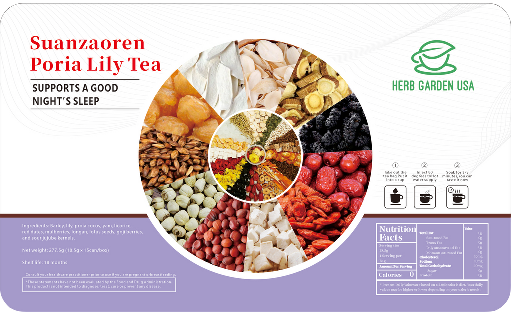 Bebida de material natural de té de hierbas - Té de lirio de poria Suanzaoren 277 g (18,5 g x 15 latas) 