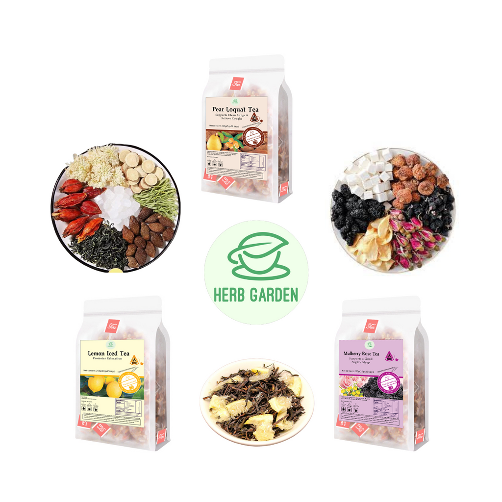 Loose Leaf Herbal Fruit Flower Tea Beverage - Pear Loquat Tea & Mulberry Rose Tea & Lemon Iced Tea - 125 teabags (26.4oz) -  Black Tea, Caffeinated, Vitamin C, Good Night’s Sleep, Soothes Throat, Clean Lungs, Coughs, 100% Natural Material