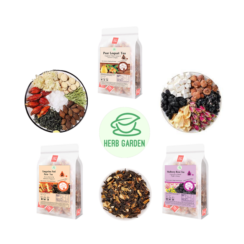 Loose Leaf Herbal Fruit Flower Tea Beverage - Pear Loquat Tea & Mulberry Rose Tea & Tangerine Peel Pu’er Tea - 150 teabags (22.9oz) -  Immune, Caffeinated, Vitamin C, Good Night’s Sleep, Soothes Throat, Clean Lungs, Coughs, 100% Natural Material