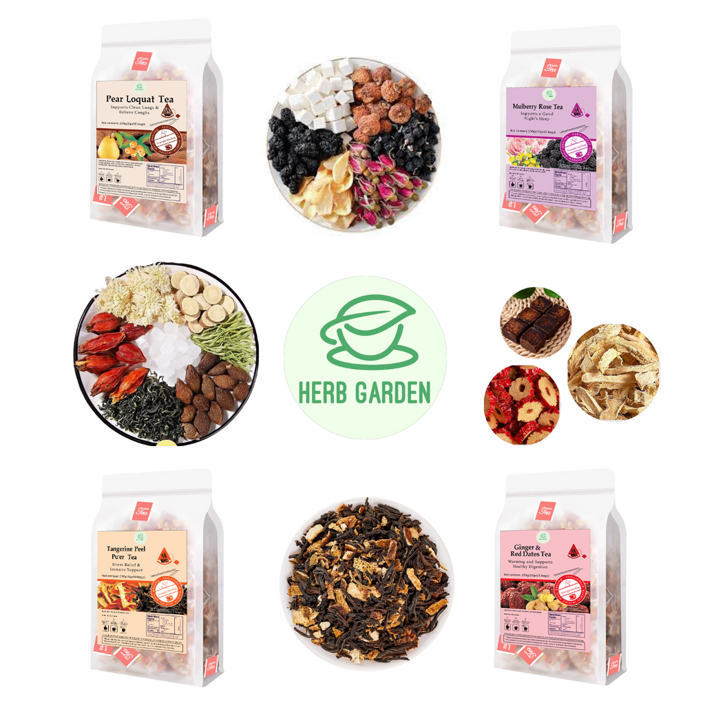 Loose Leaf Herbal Fruit Flower Tea Beverage - Pear Loquat Tea & Mulberry Rose Tea & Tangerine Peel Pu’er Tea & Ginger & Red Dates T - 150 teabags (31.7oz) - Skin Detox, Menstrual, Immune, Throat Comfort, Good Sleep, 100% Natural Whole Material