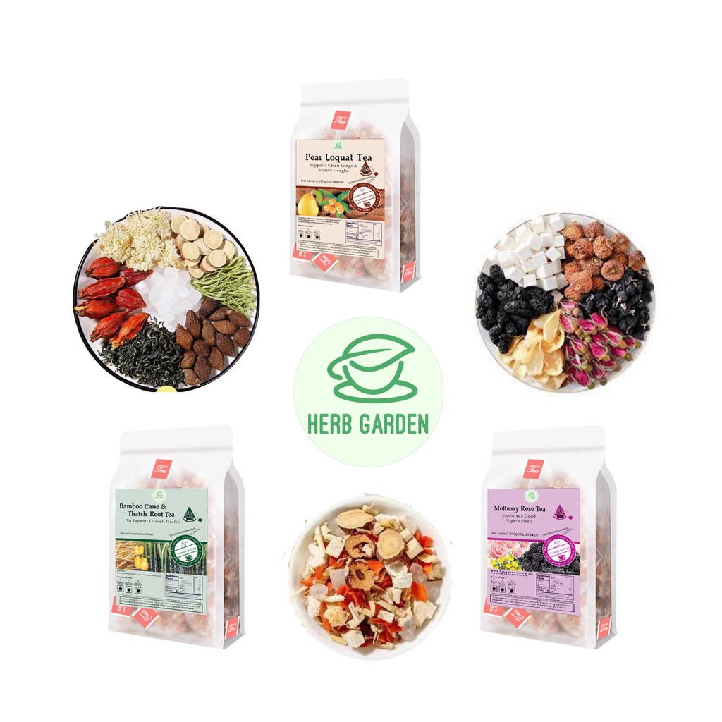 Loose Leaf Herbal Fruit Flower Tea Beverage - Pear Loquat Tea & Mulberry Rose Tea & Bamboo Cane & Thatch Root Tea - 125 teabags (26.4oz) -  Vitamin C, Good Night’s Sleep, Soothes Throat, Clean Lungs, Coughs, 100% Natural Material
