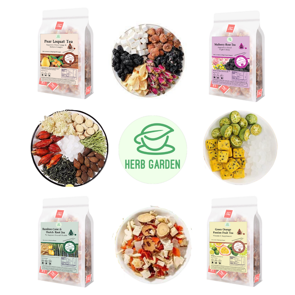 Loose Leaf Herbal Fruit Flower Tea Beverage - Pear Loquat Tea & Mulberry Rose Tea & Bamboo Cane & Thatch Root Tea & Green Orange Passion Fruit Tea - 125 teabags (34.2oz) - Immune, Throat Comfort, Good Sleep, 100% Natural Whole Material