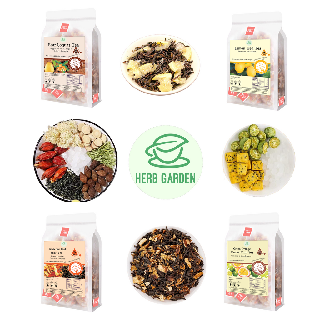 Loose Leaf Herbal Fruit Flower Tea Beverage - Pear Loquat Tea & Lemon Iced Tea & Tangerine Peel Pu’er Tea & Green Orange Passion Fruit Tea - 150 teabags (31.7oz) - Immune, Vitamin C, Throat Comfort, Good Sleep, 100% Natural Whole Material