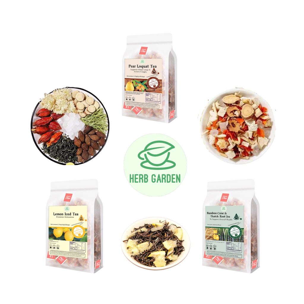 Loose Leaf Herbal Fruit Flower Tea Beverage - Pear Loquat Tea & Lemon Iced Tea & Tangerine Peel Pu’er Tea - 125 teabags (26.4oz) -   Black Tea, Caffeinated, Vitamin C, Soothes Throat, Clean Lungs, Coughs, 100% Natural Material