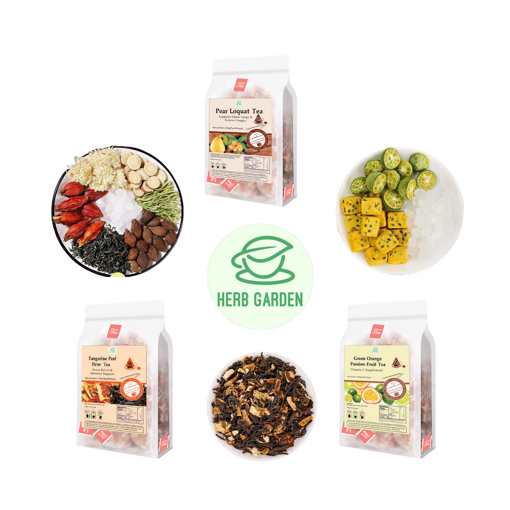 Loose Leaf Herbal Fruit Flower Tea Beverage - Pear Loquat Tea & Tangerine Peel Pu’er Tea & Green Orange Passion Fruit Tea - 150 teabags (22.9oz) -  Immune, Caffeinated, Vitamin C, Soothes Throat, Clean Lungs, Coughs, 100% Natural Material
