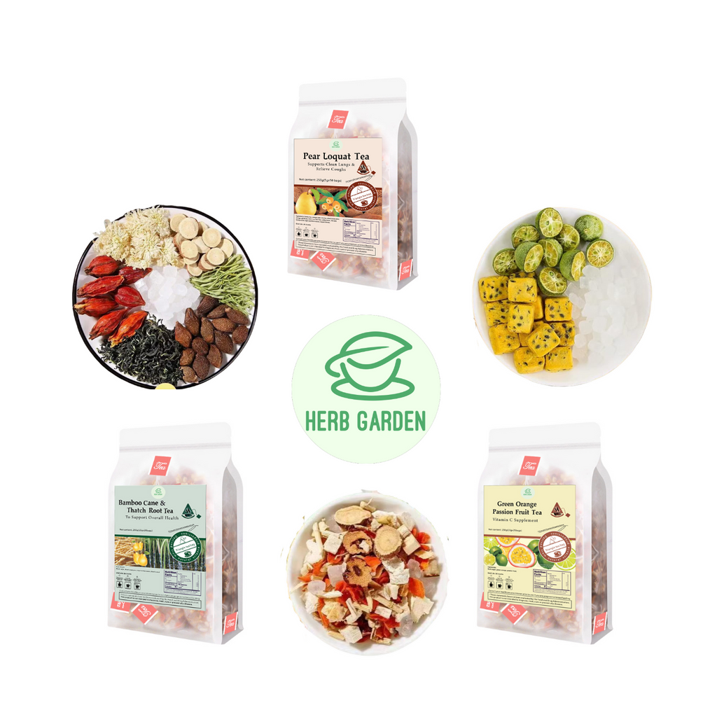 Loose Leaf Herbal Fruit Flower Tea Beverage - Pear Loquat Tea & Bamboo Cane & Thatch Root Tea & Green Orange Passion Fruit Tea - 125 teabags (26.4oz) -  Vitamin C, Soothes Throat, Clean Lungs, Coughs, 100% Natural Material
