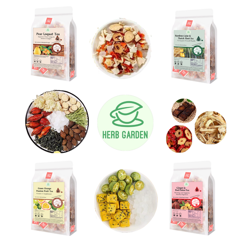 Loose Leaf Herbal Fruit Flower Tea Beverage - Pear Loquat Tea & Bamboo Cane & Thatch Root Tea & Green Orange Passion Fruit Tea & Ginger & Red Dates Tea - 125 teabags (34.2oz) - Skin Detox, Vitamin C, Throat Comfort, 100% Natural Whole Material