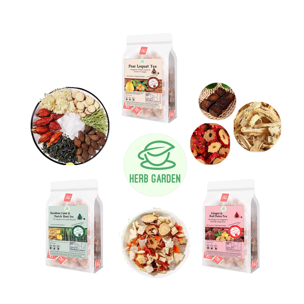 Loose Leaf Herbal Fruit Flower Tea Beverage - Pear Loquat Tea & Bamboo Cane & Thatch Root Tea & Ginger & Red Dates Tea - 125 teabags (26.4oz) -  Vitamin C, Skin Detox, Menstrual, Soothes Throat, Clean Lungs, Coughs, 100% Natural Material