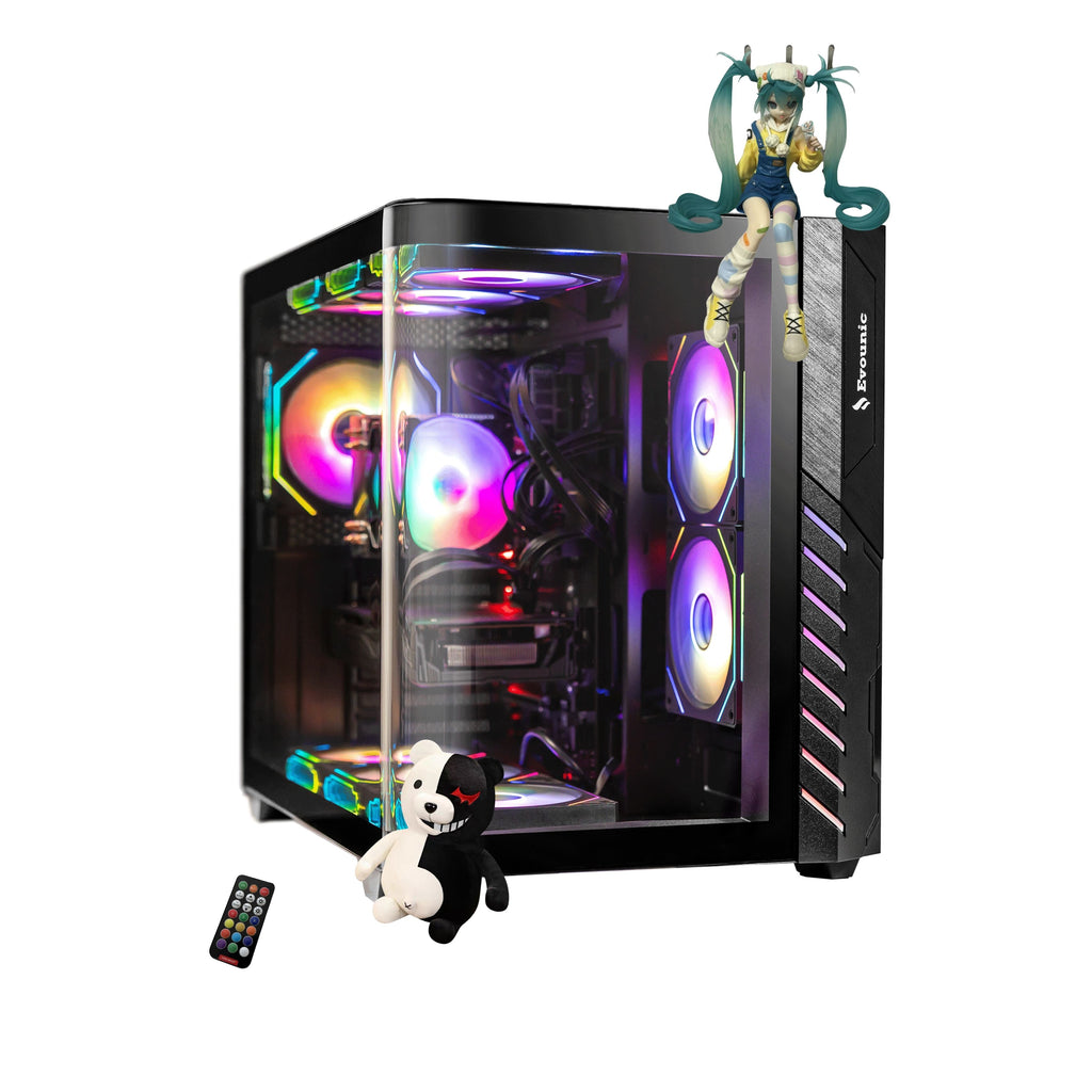 EVOUNIC Gaming PC Desktop, Intel i5/E5/i7 ,Variant VR Ready GPU , 32GB DDR4, 1TB SSD, WiFi 6 & BT 5.4, 9 ARGB Fans, RGB Keyboard & Mouse, Windows 11, Gaming Computer Tower for Gamer, Streaming