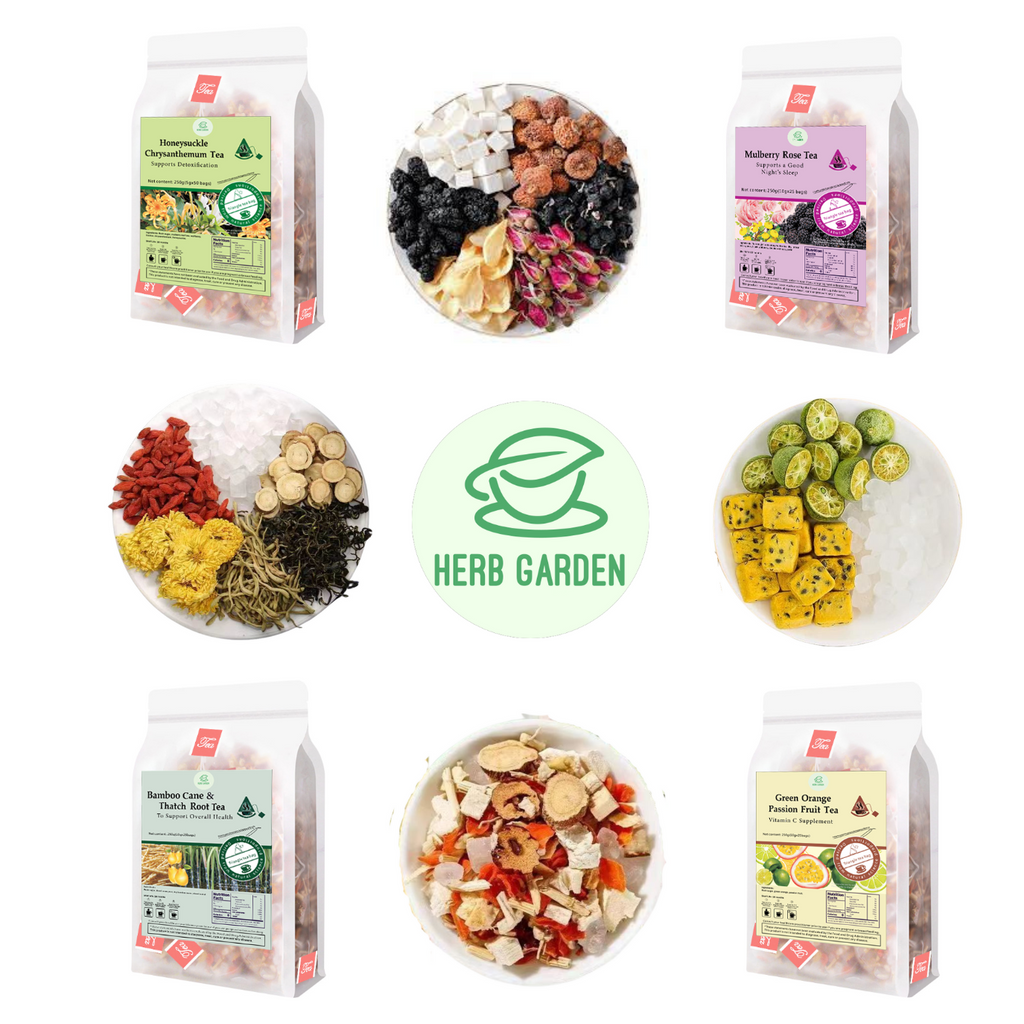 Loose Leaf Herbal Fruit Flower Tea Beverage - Honeysuckle Chrysanthemum Tea & Mulberry Rose Tea & Bamboo Cane & Thatch Root Tea & Green Orange Passion Fruit Tea - 125 teabags (34.2oz) - Detox, Good Night’s Sleep, Vitamin C, 100% Natural Whole Material