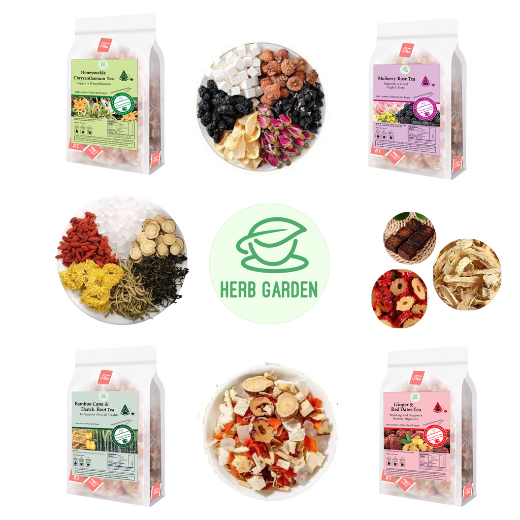 Loose Leaf Herbal Fruit Flower Tea Beverage - Honeysuckle Chrysanthemum Tea & Mulberry Rose Tea & Bamboo Cane & Thatch Root Tea & Ginger & Red Dates Tea - 125 teabags (34.2oz) - Skin Detox, Good Night’s Sleep, Vitamin C, 100% Natural Whole Material