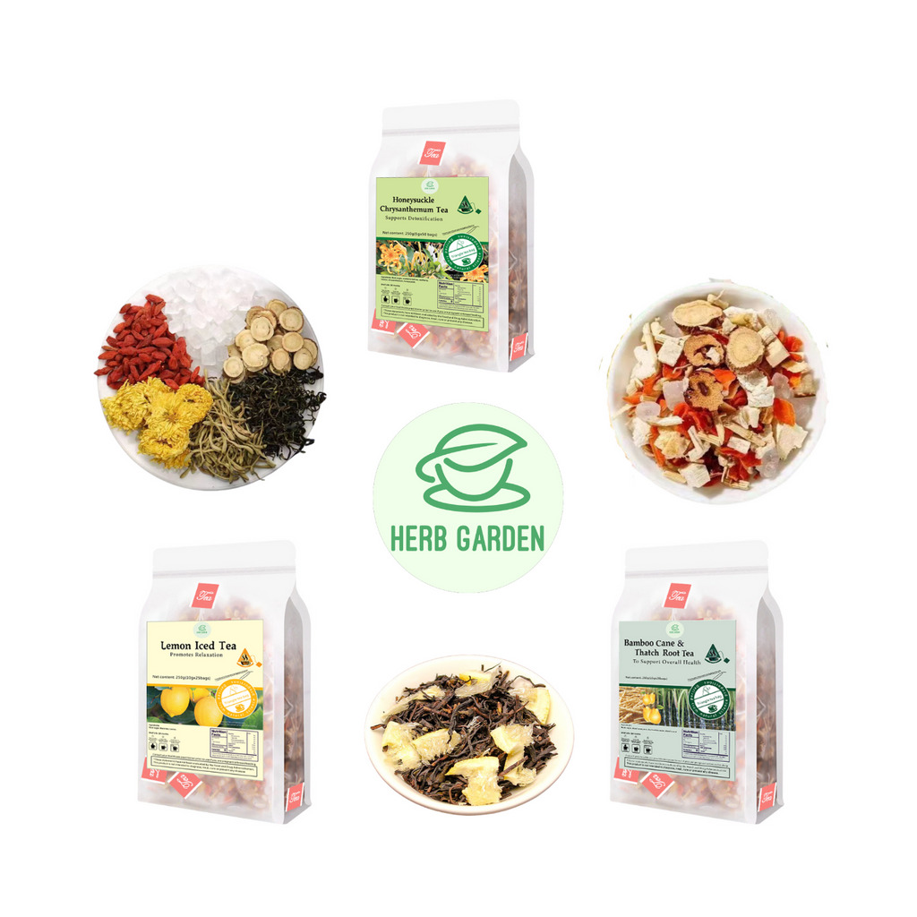 Loose Leaf Herbal Fruit Flower Tea Beverage - Honeysuckle Chrysanthemum Tea & Lemon Iced Tea & Ginger & Bamboo Cane & Thatch Root Tea - 100 teabags (26.4oz) - Vitamin C, 100% Natural Material