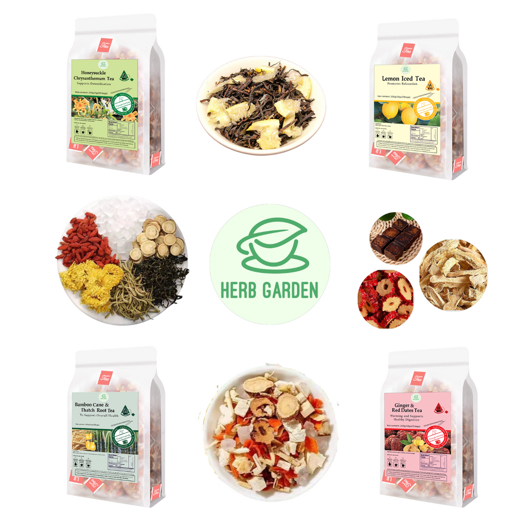 Loose Leaf Herbal Fruit Flower Tea Beverage - Honeysuckle Chrysanthemum Tea & Lemon Iced Tea & Bamboo Cane & Thatch Root Tea & Ginger & Ginger & Red Dates Tea - 125 teabags (34.2oz) - Skin Detox, Good Night’s Sleep, Vitamin C, 100% Natural Whole Material