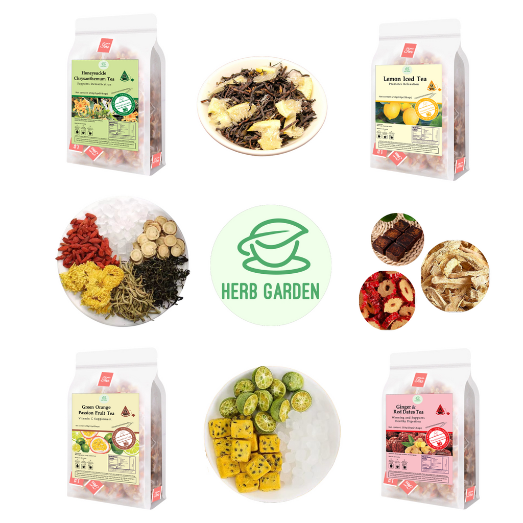 Loose Leaf Herbal Fruit Flower Tea Beverage - Honeysuckle Chrysanthemum Tea & Lemon Iced Tea & Green Orange Passion Fruit Tea & Ginger & Ginger & Red Dates Tea - 125 teabags (34.2oz) - Skin Detox, Good Night’s Sleep, Vitamin C, 100% Natural Whole Material
