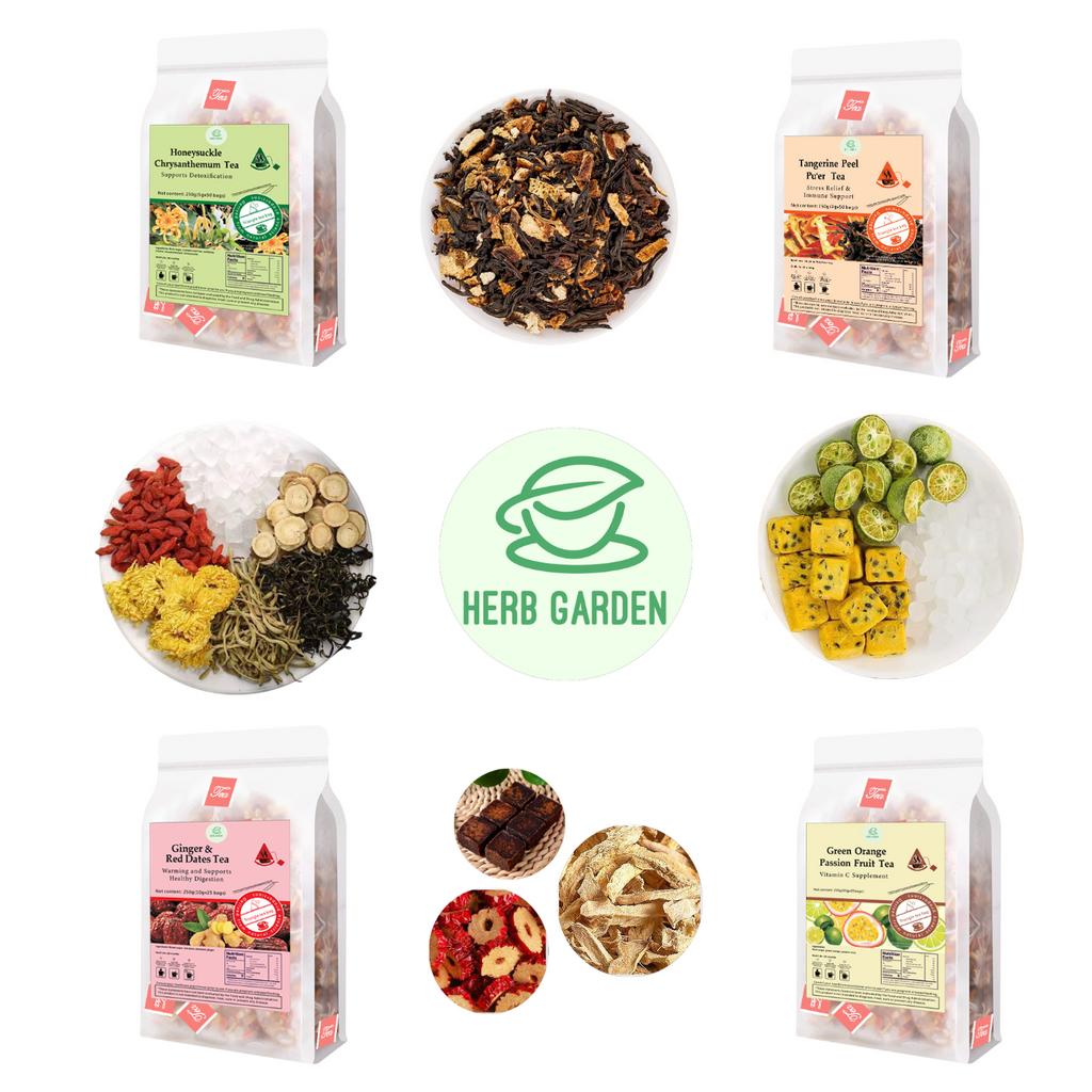 Loose Leaf Herbal Fruit Flower Tea Beverage - Honeysuckle Chrysanthemum Tea & Tangerine Peel Pu’er Tea & Green Orange Passion Fruit Tea & Ginger & Red Dates Tea - 150 teabags (31.7oz) - Skin, Detox, Immune, Vitamin C, 100% Natural Whole Material