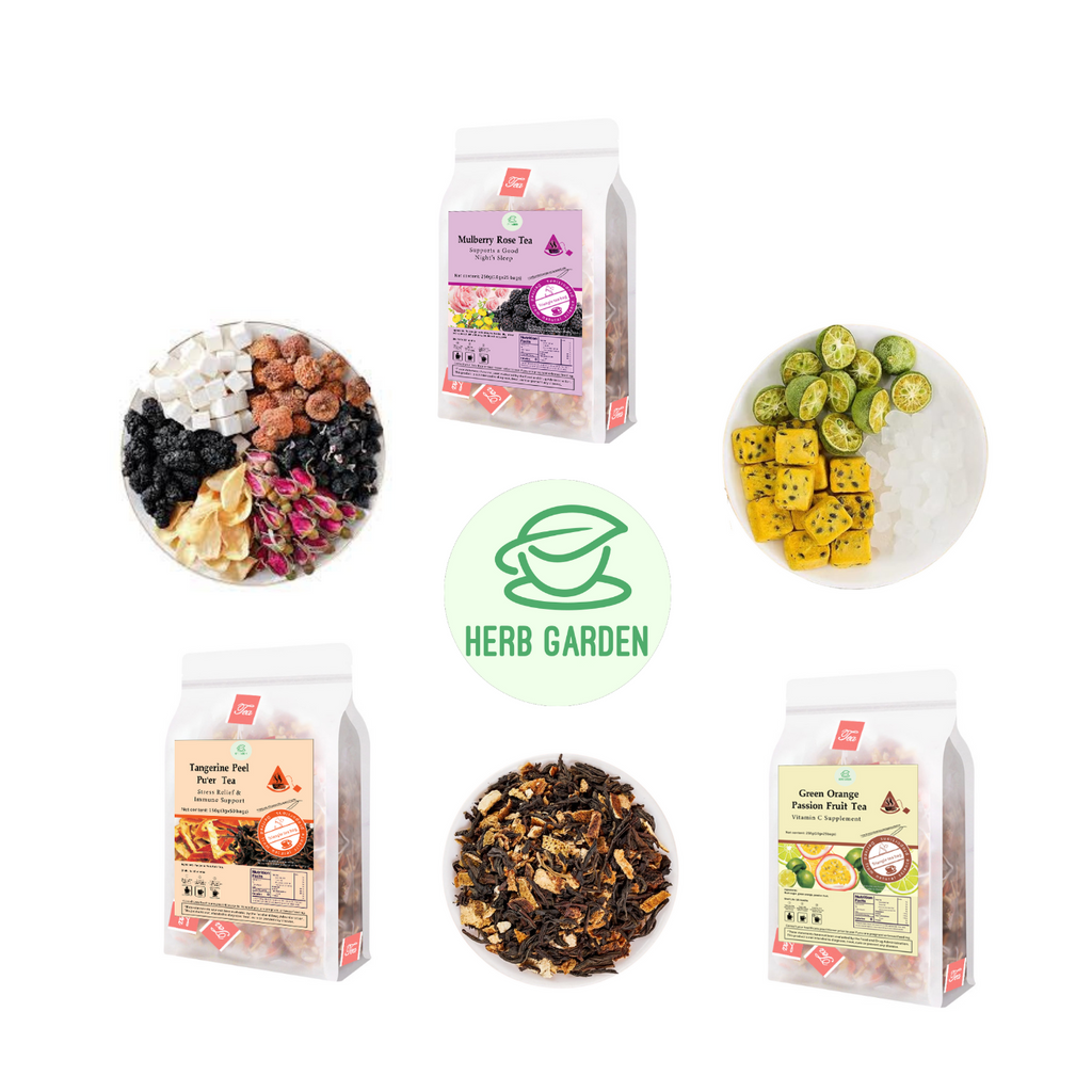Loose Leaf Herbal Fruit Flower Tea Beverage - Mulberry Rose Tea & Tangerine Peel Pu’er Tea & Green Orange Passion Fruit Tea - 100 teabags (22.9oz) - Immune, Vitamin C, Good Night’s Sleep, 100% Natural Material